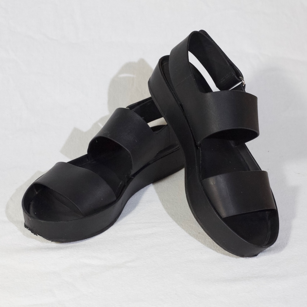 Black Marett Leather Platform Sandal, Black - Picture 2 of 8